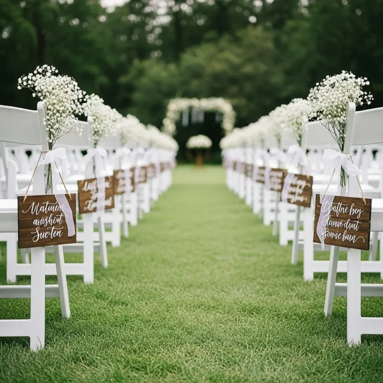 White Folding Chairs Wedding Ceremony