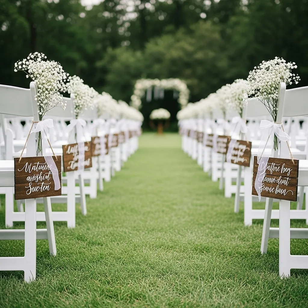 White Folding Chairs Wedding Ceremony
