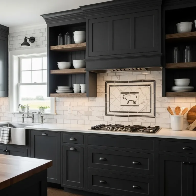 Farmhouse Kitchen Backsplash Ideas with Dark Cabinets – Stunning Contrasts You’ll Love!