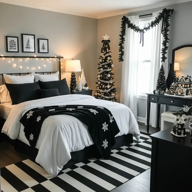 Elegant Black Christmas Decor Ideas for Your Bedroom – Stylish Black & White Themes